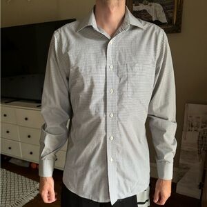 EAGLE Men’s Long Sleeve Black & White Casual Dress Shirt